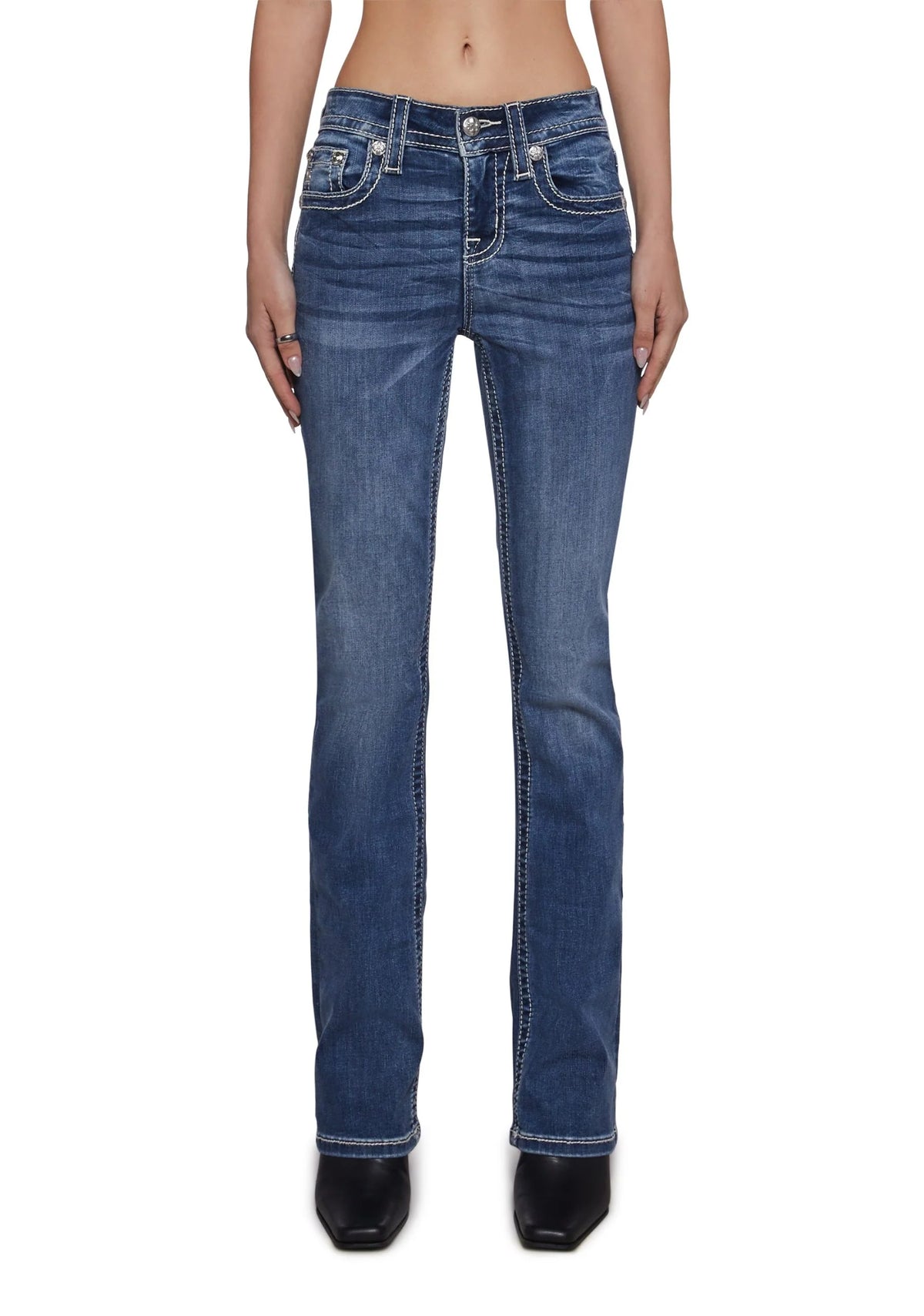 32″ Mid Rise Boot Cut Jeans