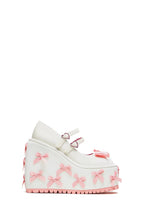 A Courtship of Bows Platform Mary Janes – Cream