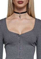 Hearts Linked Henley Dress – Gray