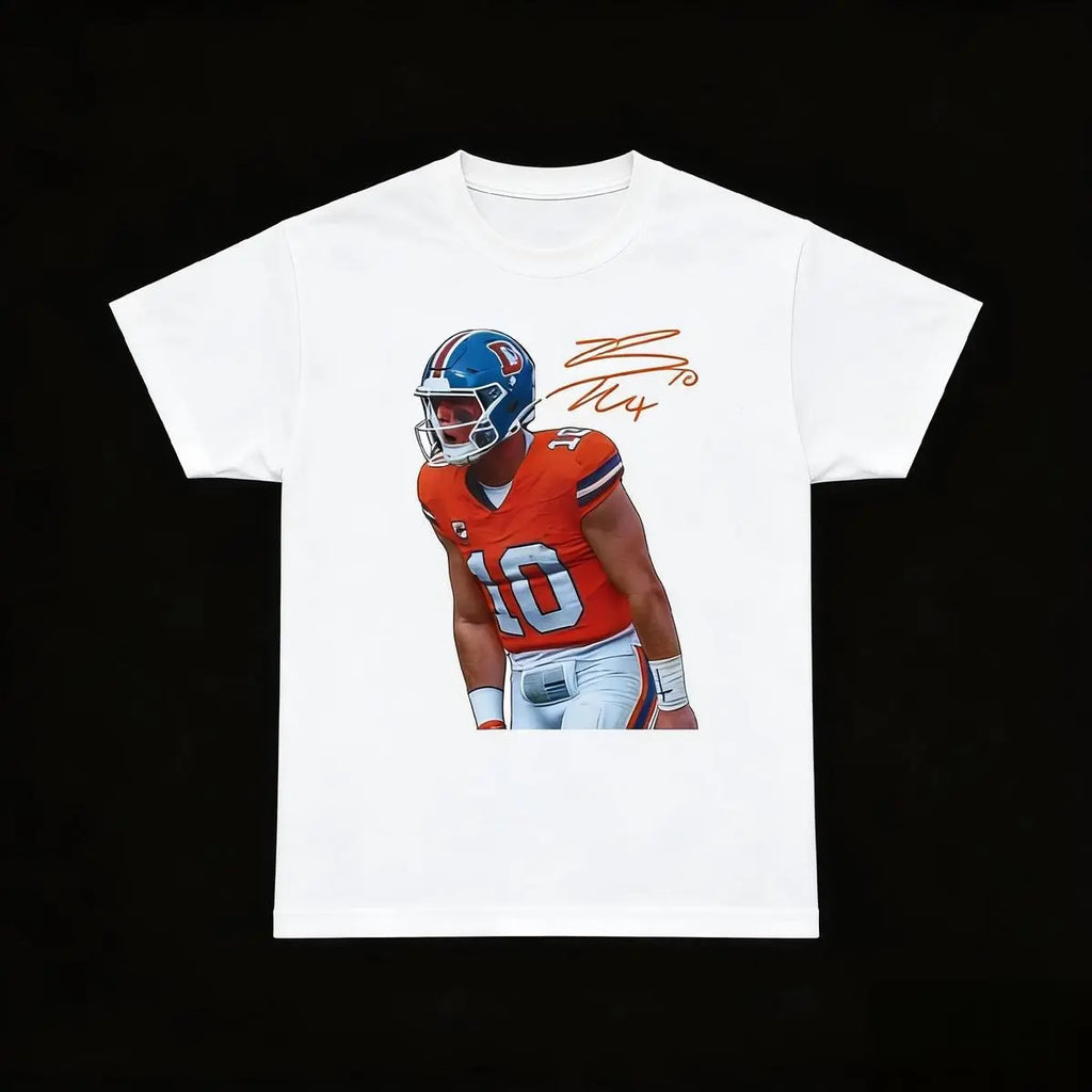 Bo Nix Signature Tee Shirt Adult Sizing 100% Cotton Full Color Print S-3XL Casual Wear