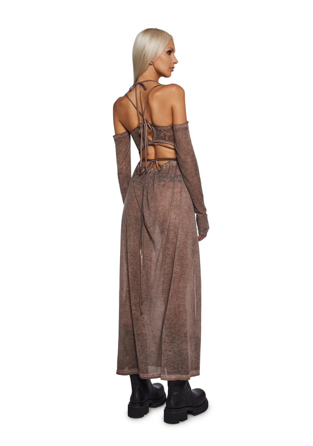 Downbeat Hooded Maxi Dress – Brown