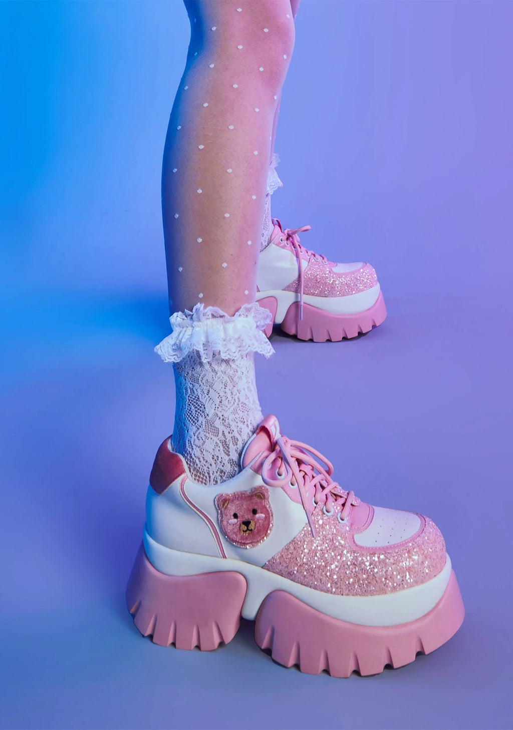 Bear Blushes Chunky Glitter Trainers – Pink