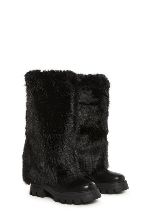Ahsoka Foldover Flat Boots – Black