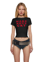 Cute Boy Tears Graphic Tee – Black