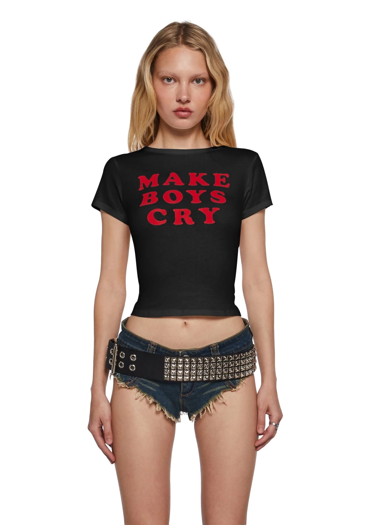 Cute Boy Tears Graphic Tee – Black