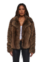 Melora Faux Fur Coat – Brown
