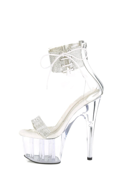 Adore-727RS Platform Ankle Cuff Sandals-Clear