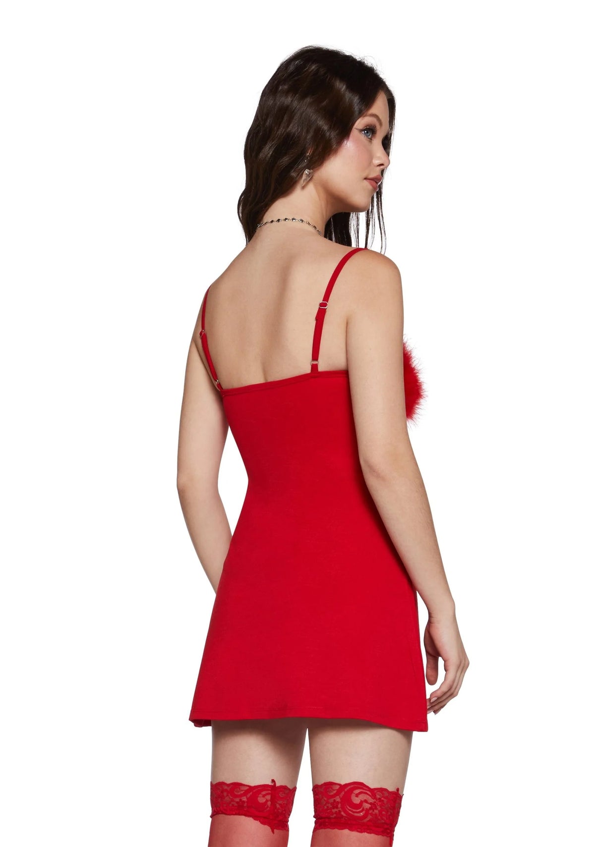 Flirty N’ Thriving Marabou Dress – Red