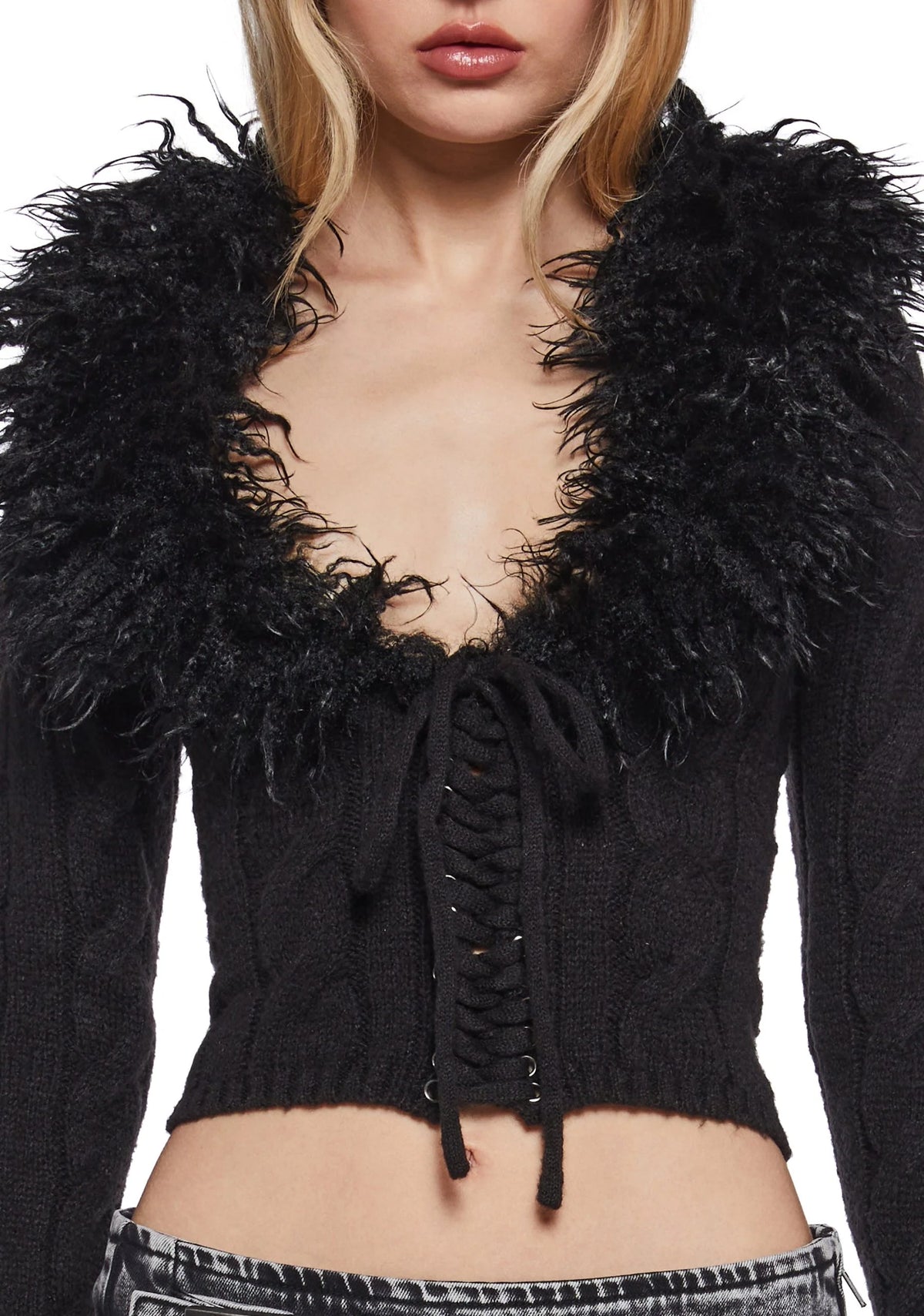 Covet Cable Knit Cardigan – Black