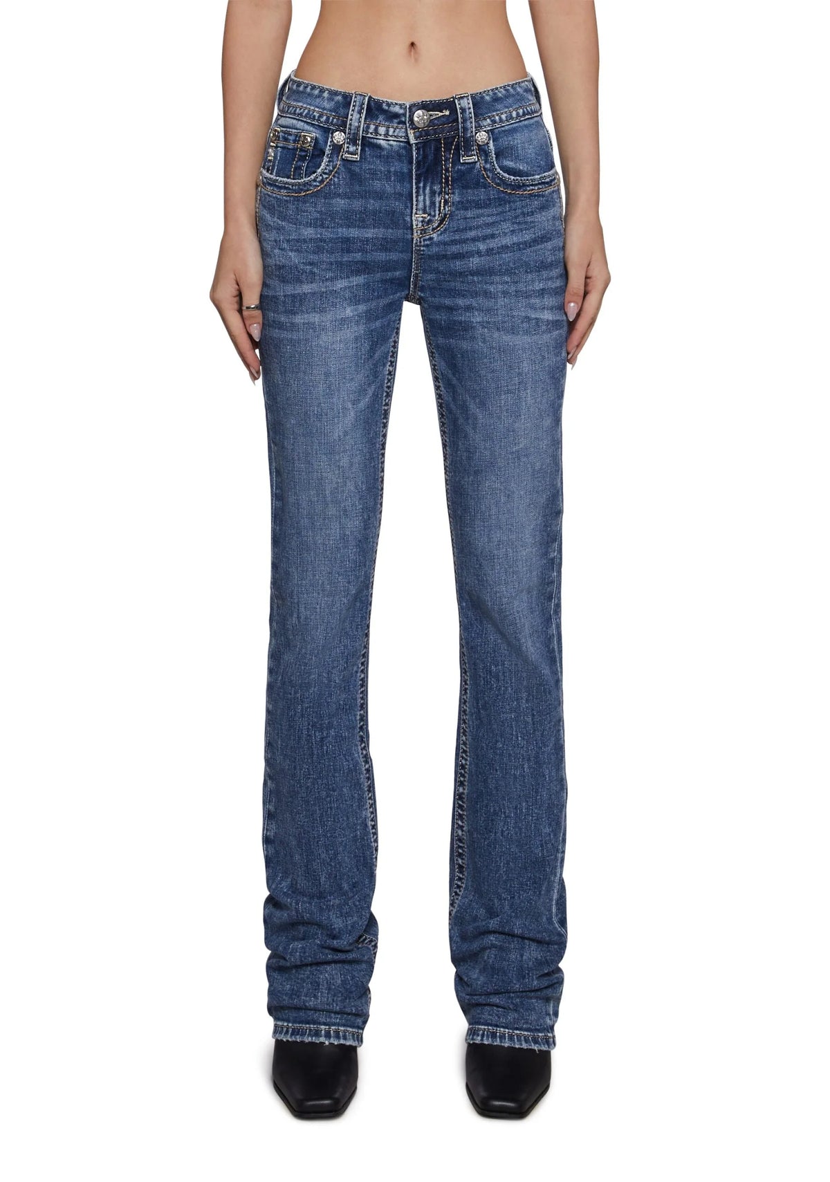 34″ Mid Rise Denim Jeans