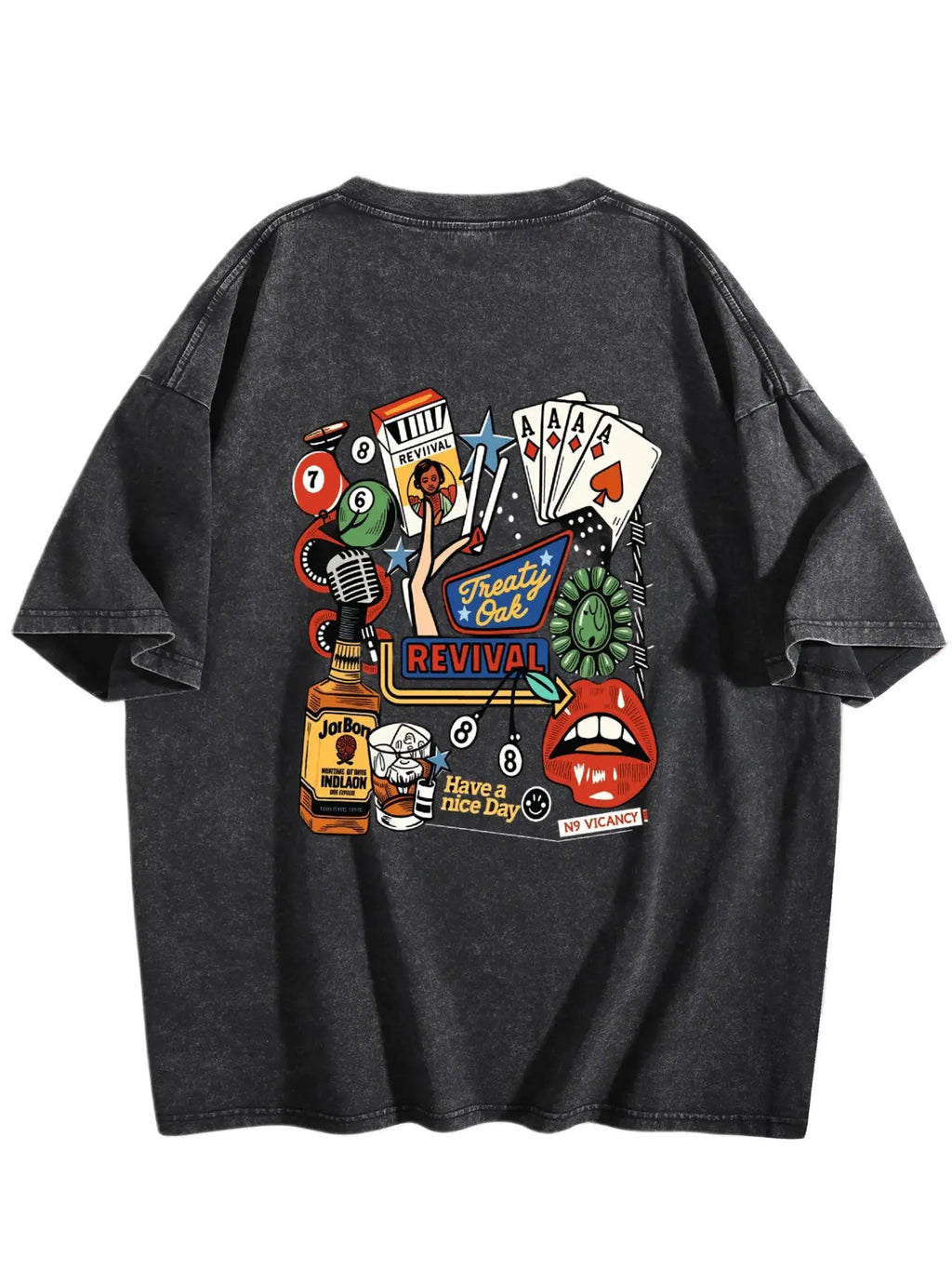 Retro Treaty Oak Revival Western Band 2025 Tour Merch Metal Rock Band Heavyweight Cotton Washed Shirt Oversize Lightweight Vintage Tee for Rock Fans Classic Streetwear Casual Top