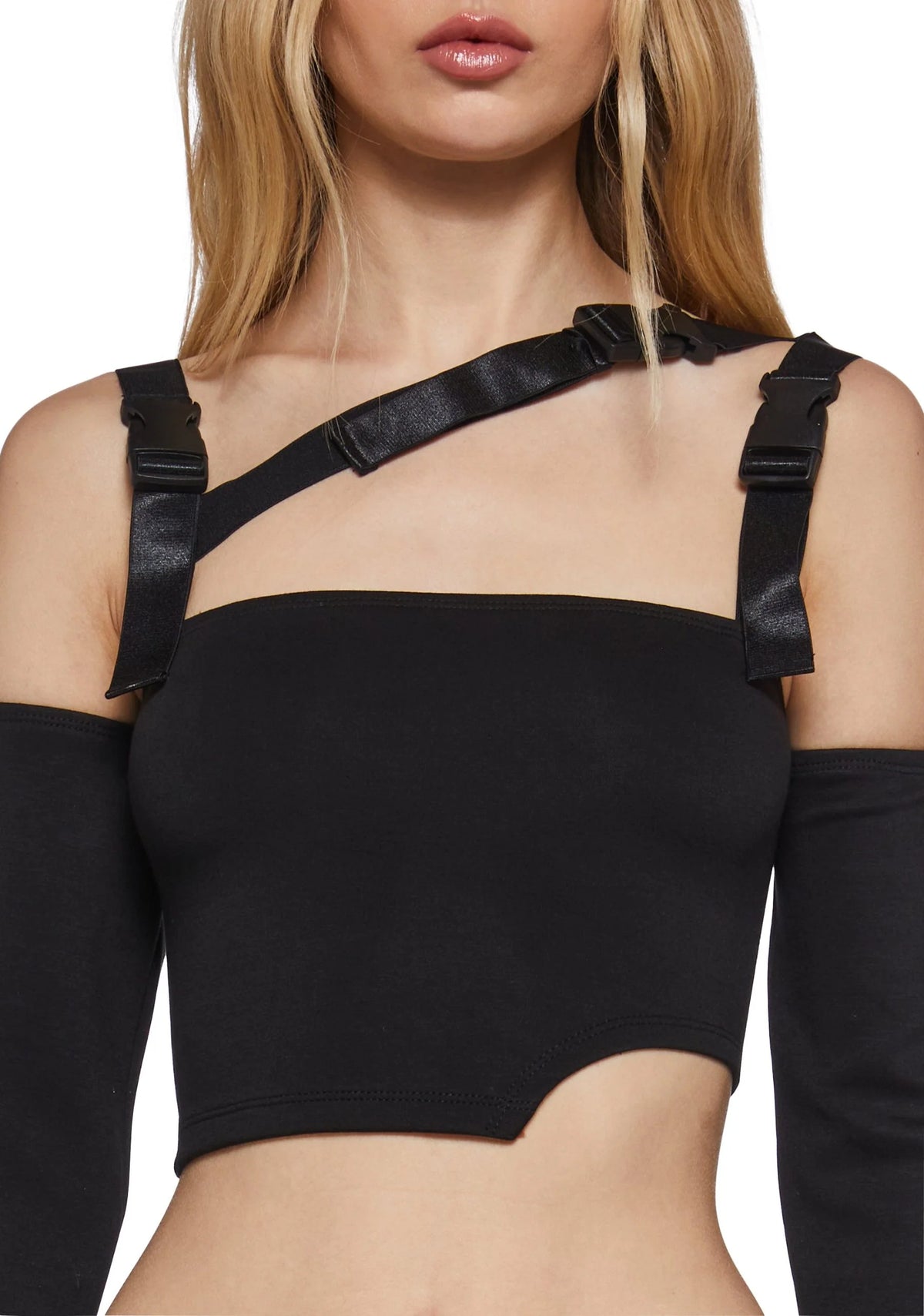 Shut Up Touch Me Strappy Crop Top