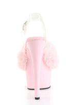 Adore-708FUR Platform Ankle Strap Sandals-Baby Pink