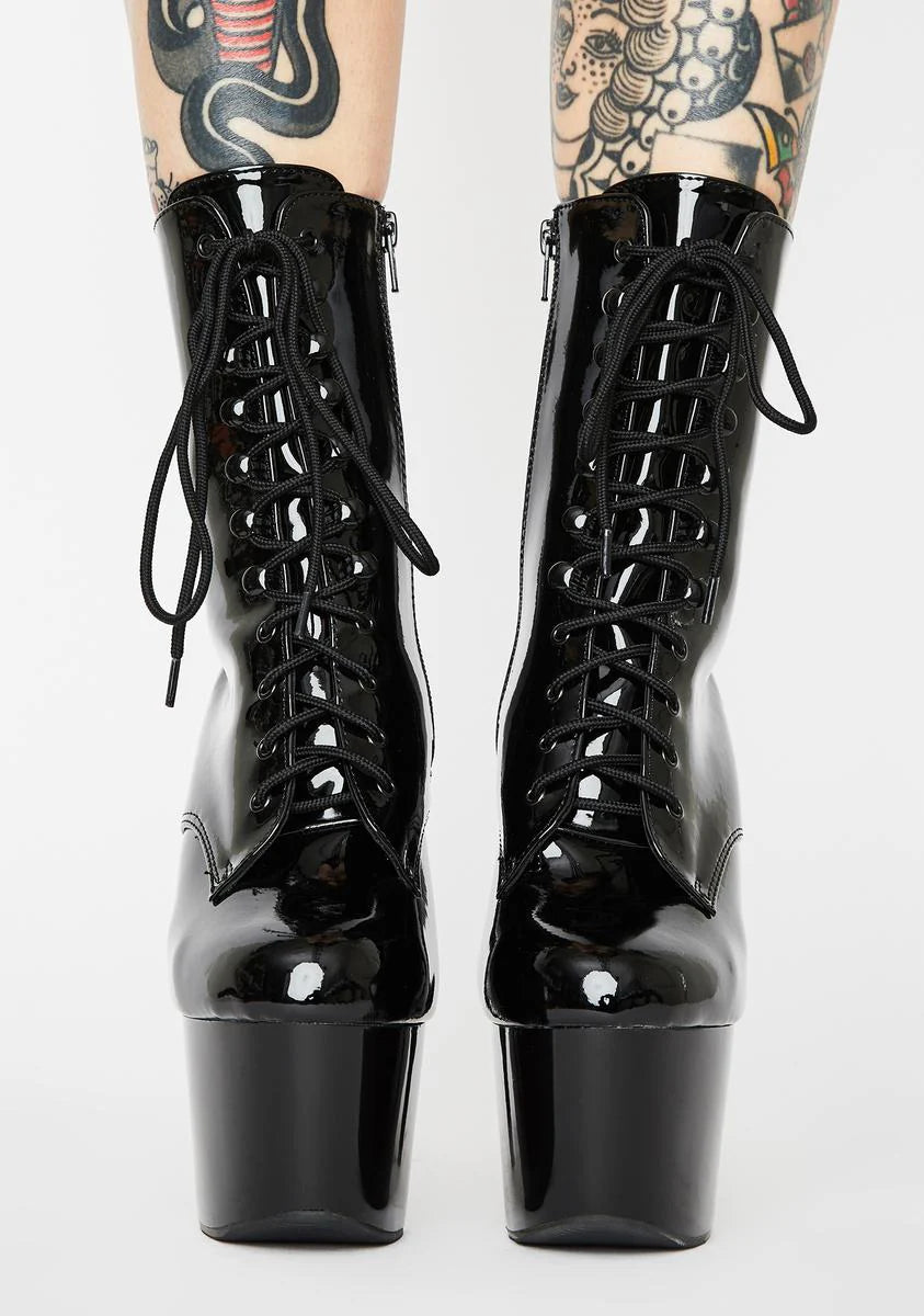 Black Patent Adore-1020 Stiletto Boots