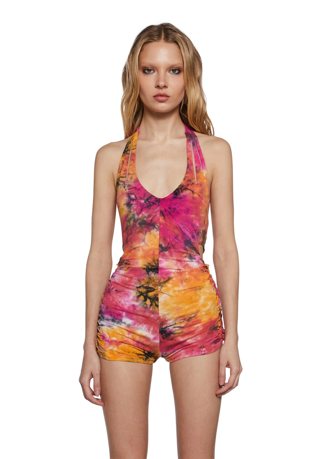 Endless Horizon Shredded Romper – Orange