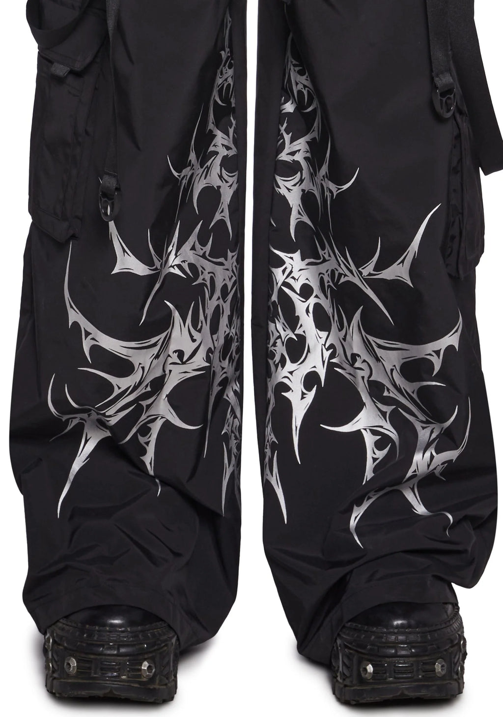 Cyber Noir Wide Leg Cargo Pants