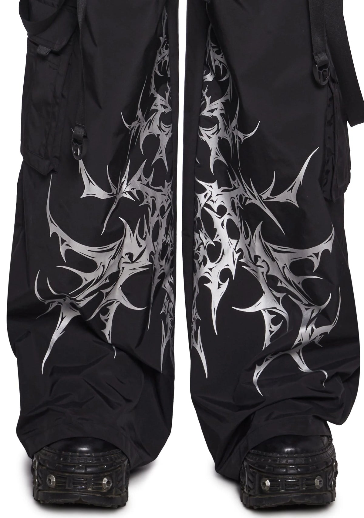 Cyber Noir Wide Leg Cargo Pants