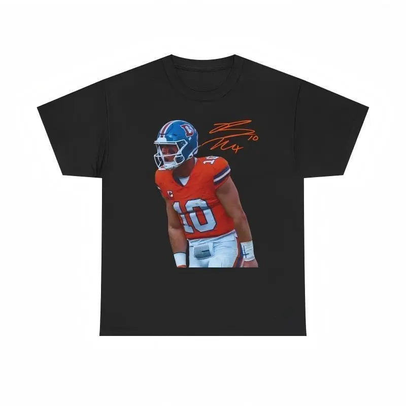 Bo Nix Signature Tee Shirt Adult Sizing 100% Cotton Full Color Print S-3XL Casual Wear
