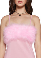 Flirty N’ Thriving Marabou Dress – Pink