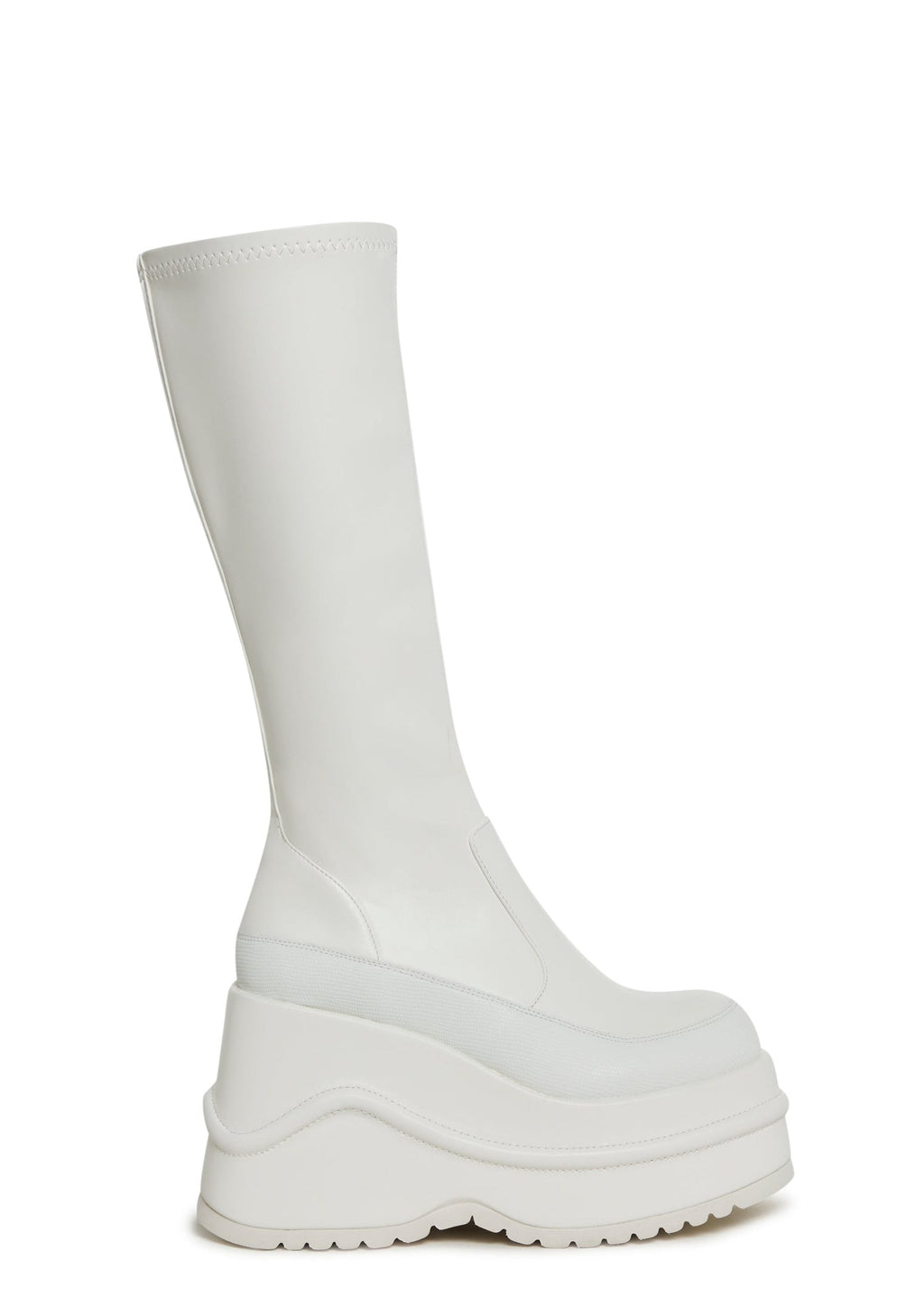 New Fans Wedge Stretch Boots – White