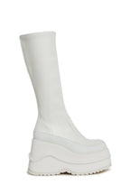 New Fans Wedge Stretch Boots – White
