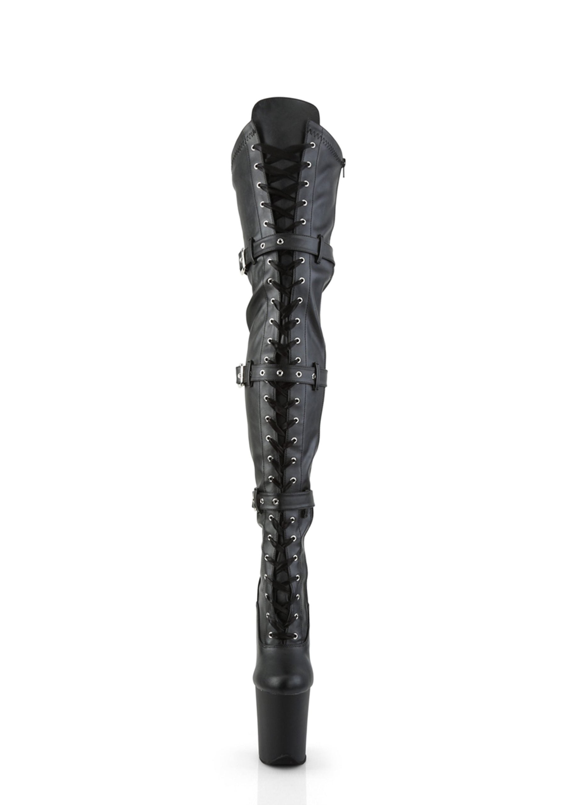 Flamingo-3028 Platform Thigh High Boots-Black