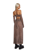 Downbeat Hooded Maxi Dress – Brown