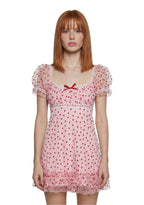 Romantic Words Babydoll Dress – Pink