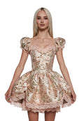 Tea And Circumstance Brocade Mini Dress – Pink