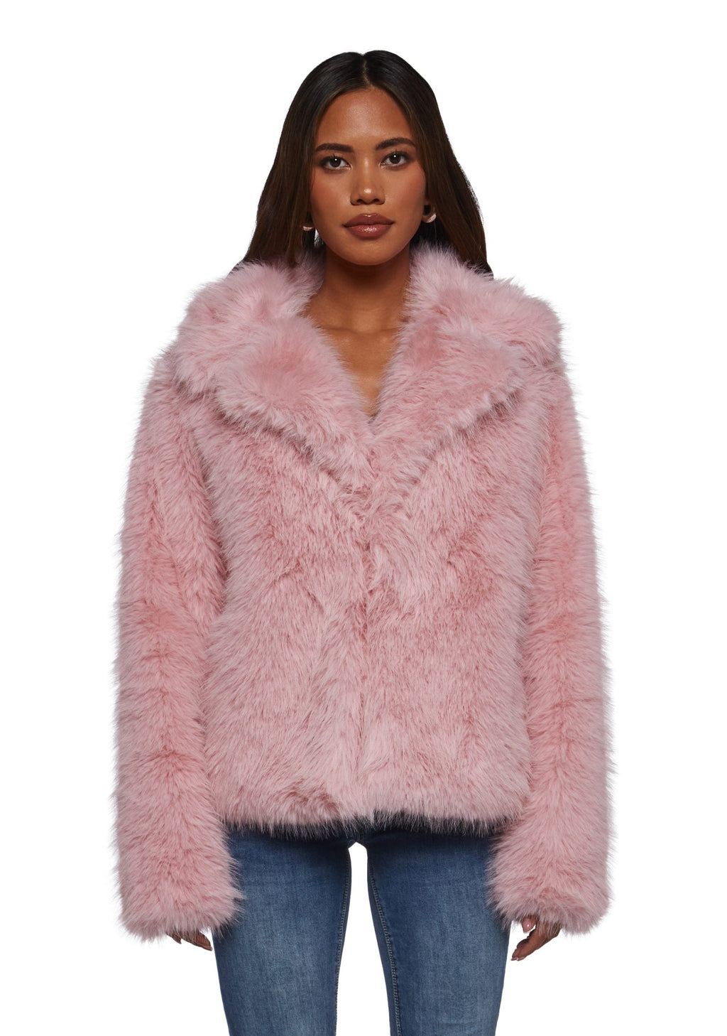 Melora Faux Fur Coat – Pink