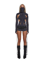Outro Shredded Romper With Shrug