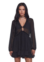 Sunset Chaser Babydoll Dress – Black