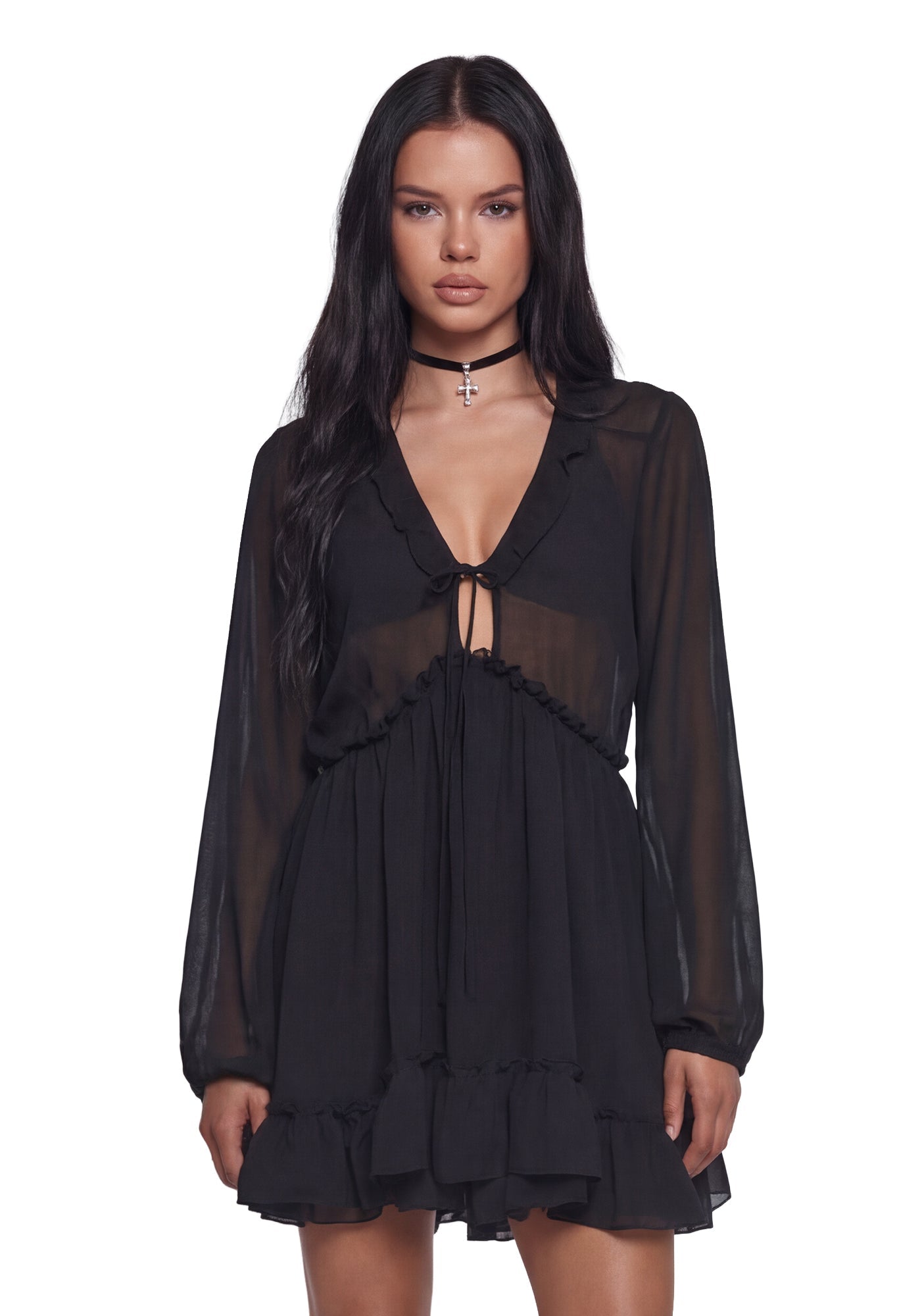 Sunset Chaser Babydoll Dress – Black