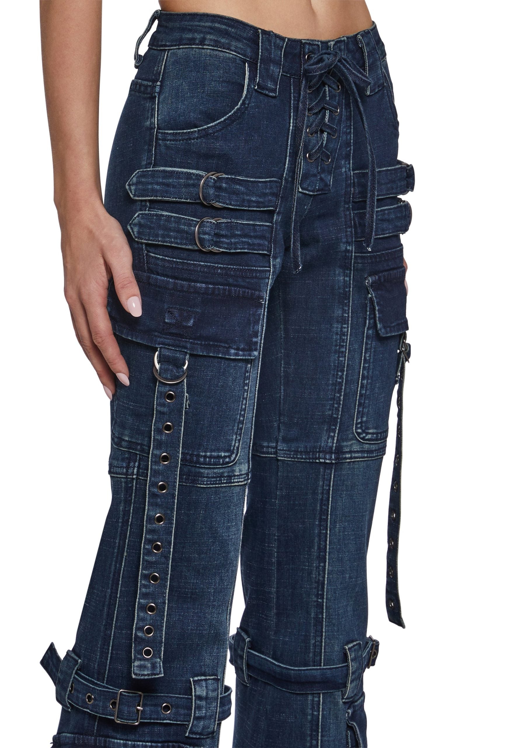 Level Up Cargo Fitted Jeans – Blue