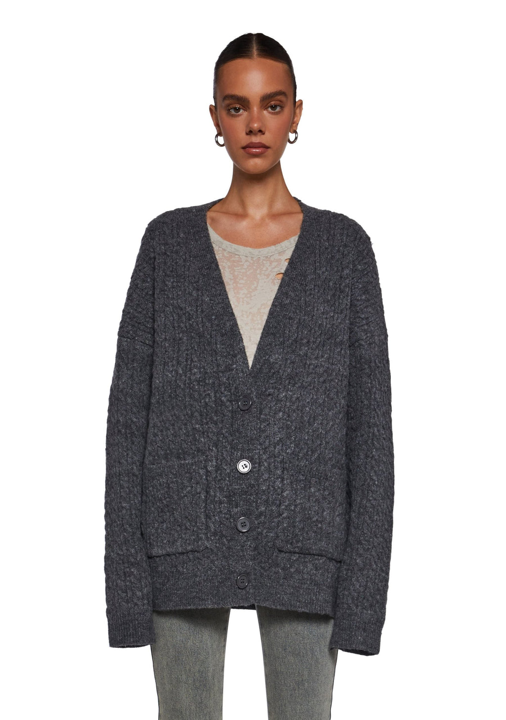 Rooftop Escape Knit Cardigan – Gray