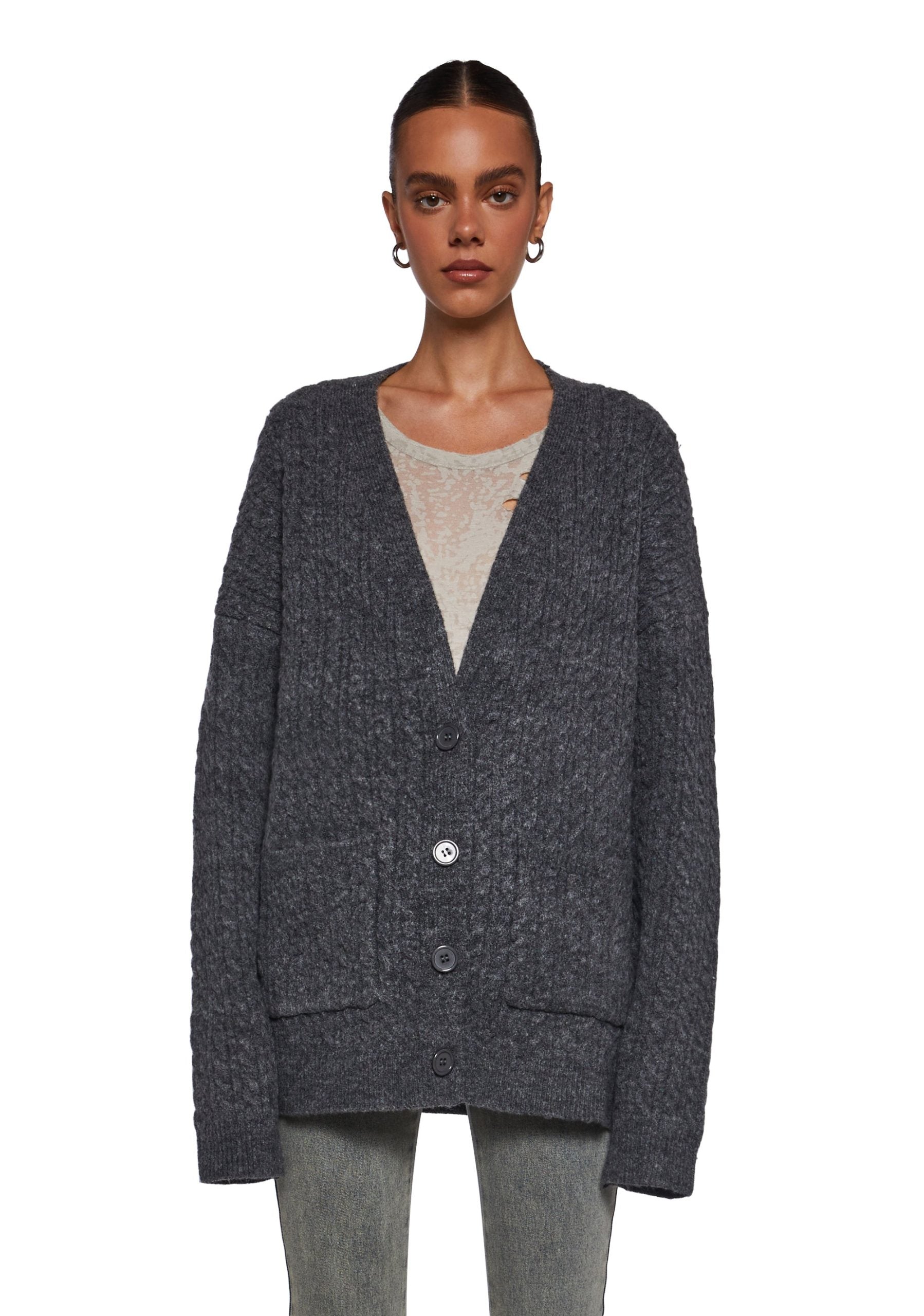 Rooftop Escape Knit Cardigan – Gray