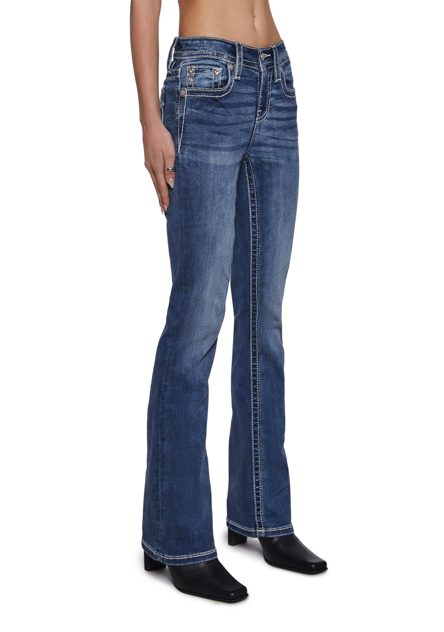 32″ Mid Rise Boot Cut Jeans