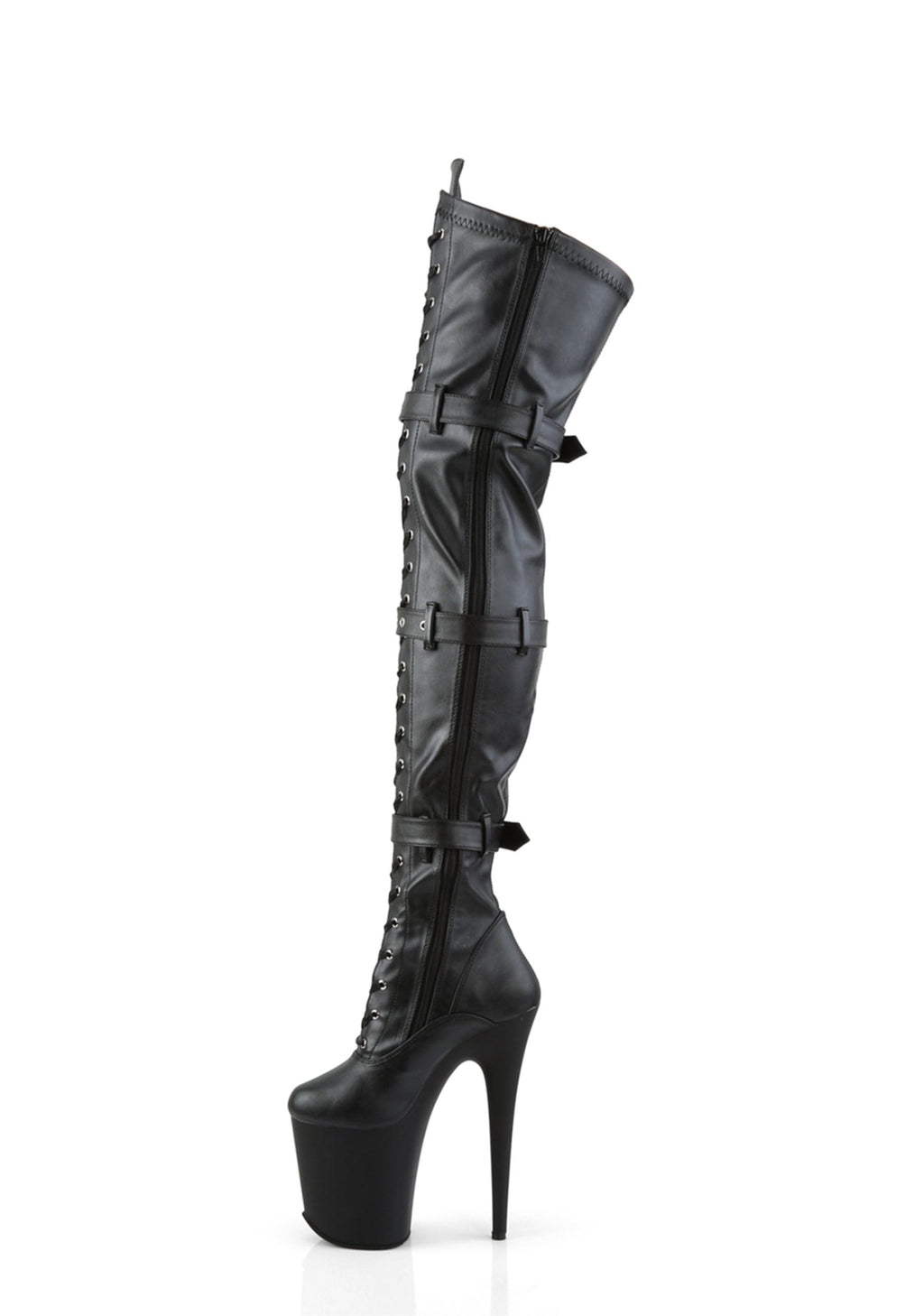Flamingo-3028 Platform Thigh High Boots-Black
