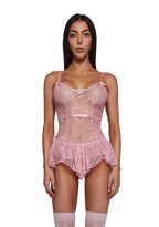 Midnight Kiss Lace Babydoll – Pink