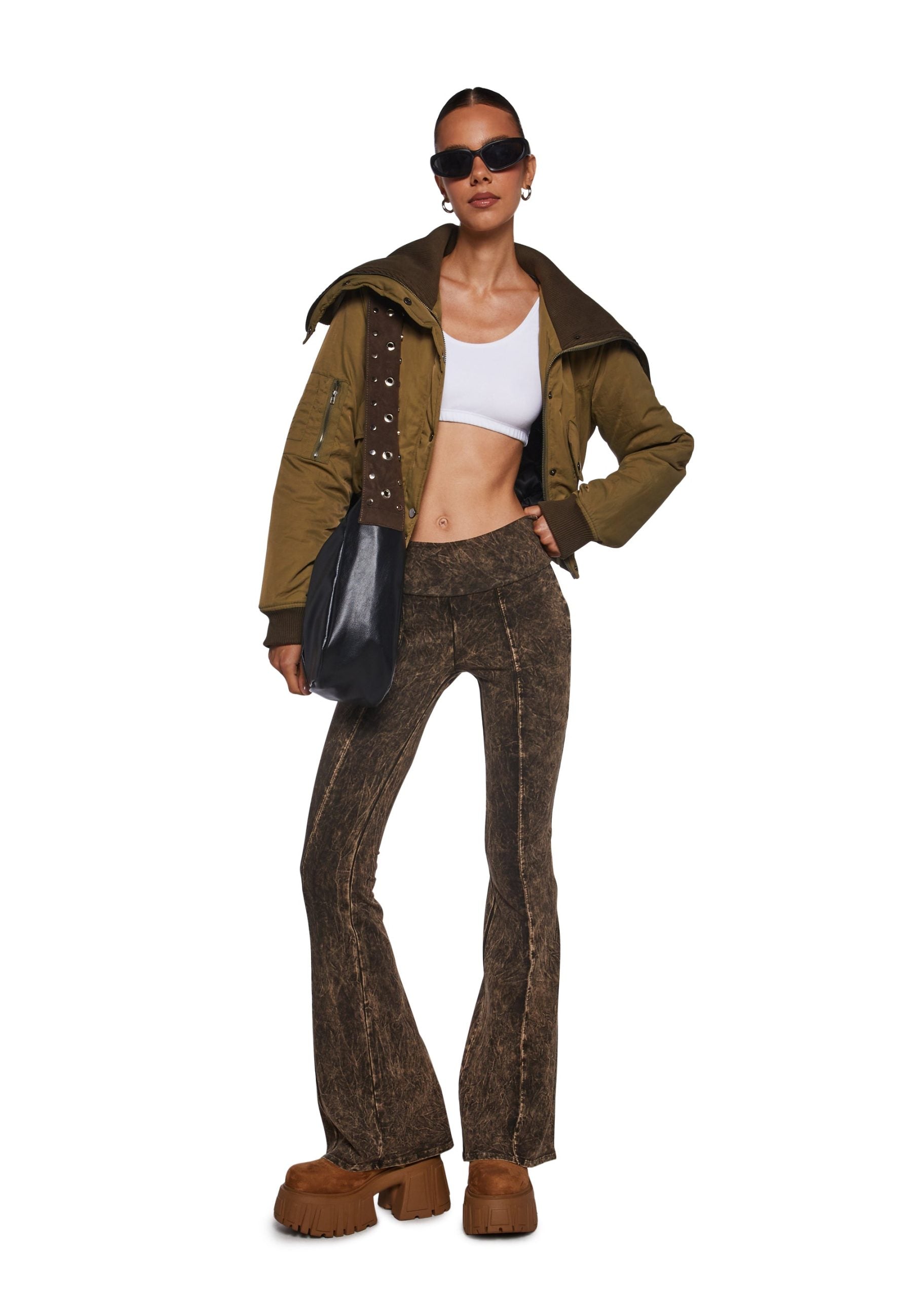 Synth Ideology Flared Pants – Brown