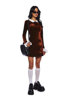 Macchiato Sessions Velvet Dress – Brown