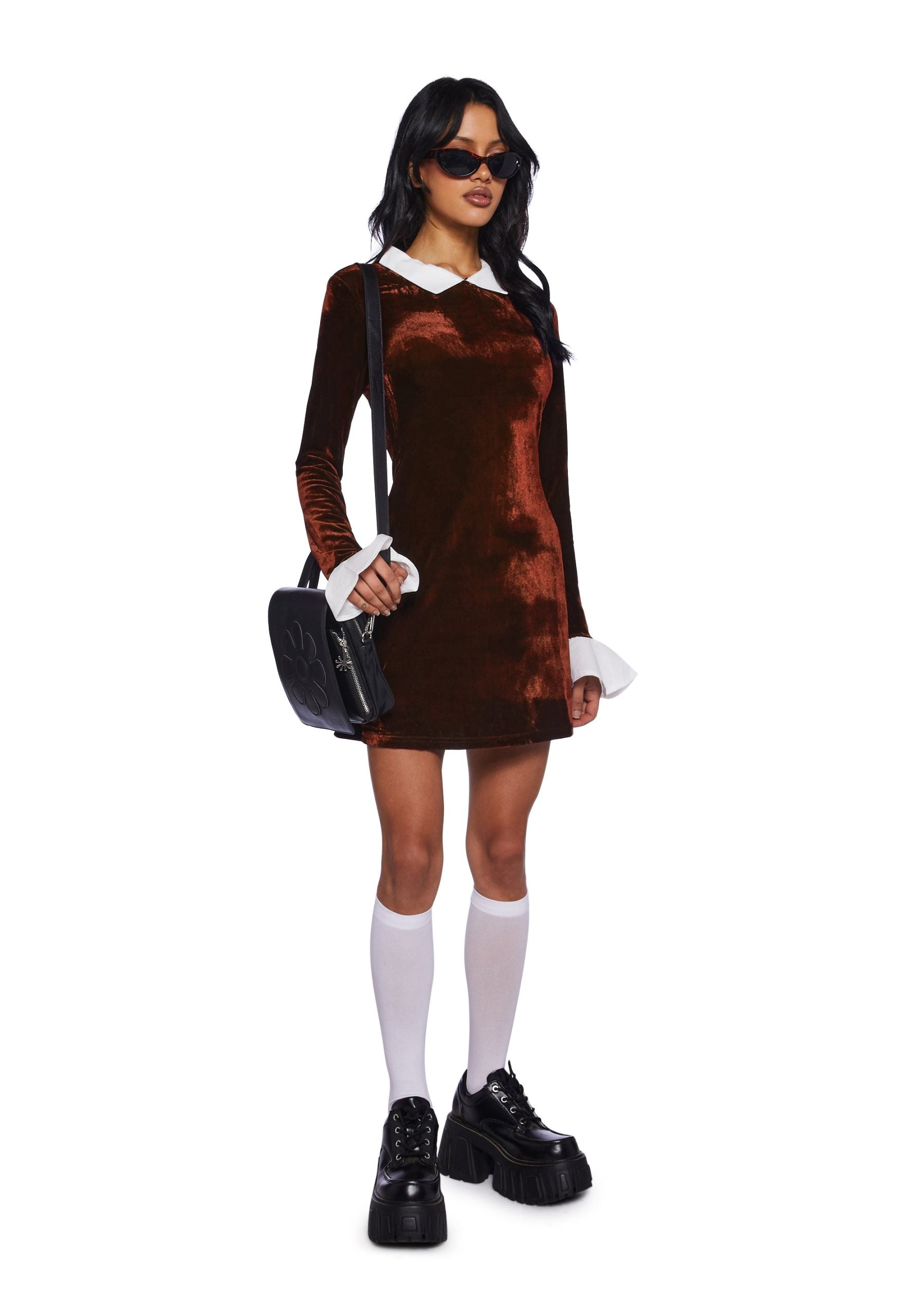 Macchiato Sessions Velvet Dress – Brown
