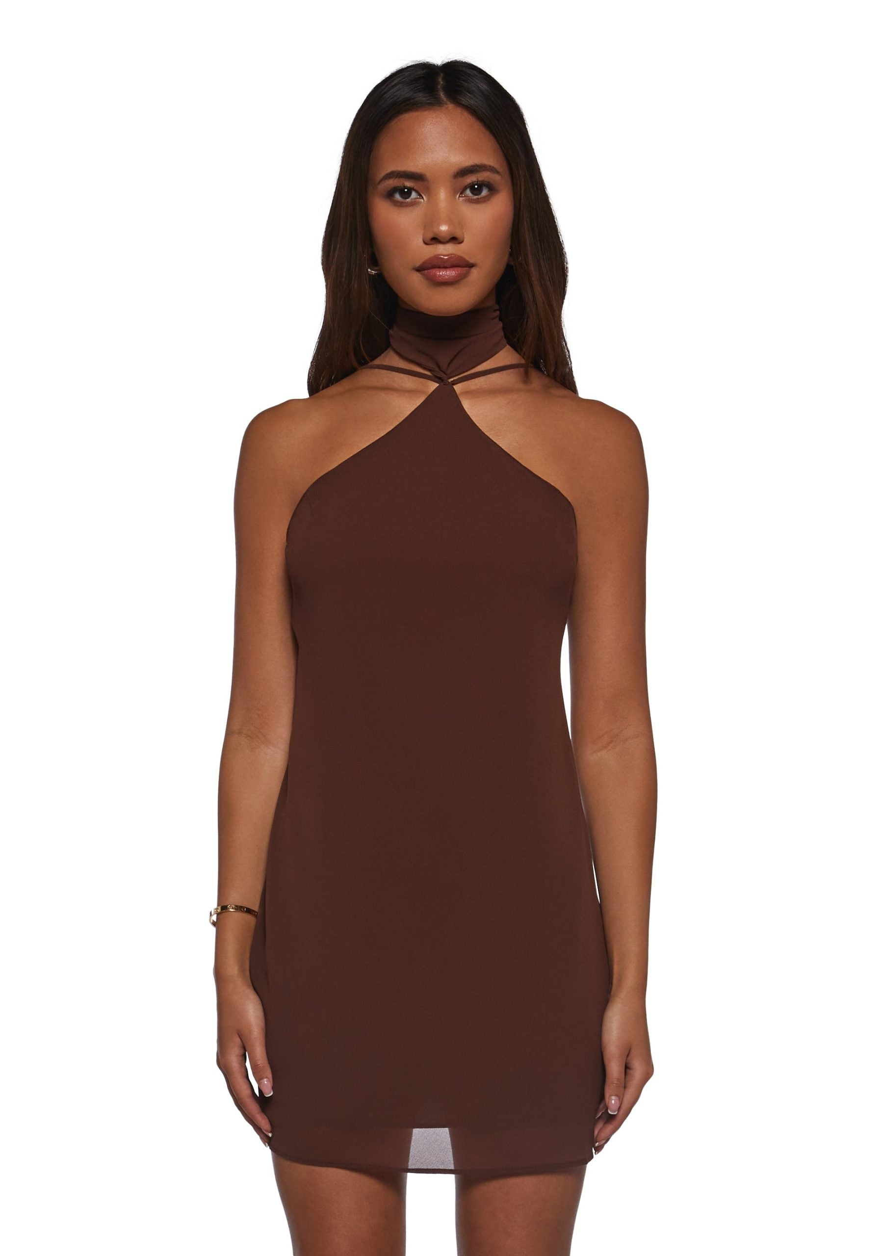 Latest Nightspot Halter Dress – Brown