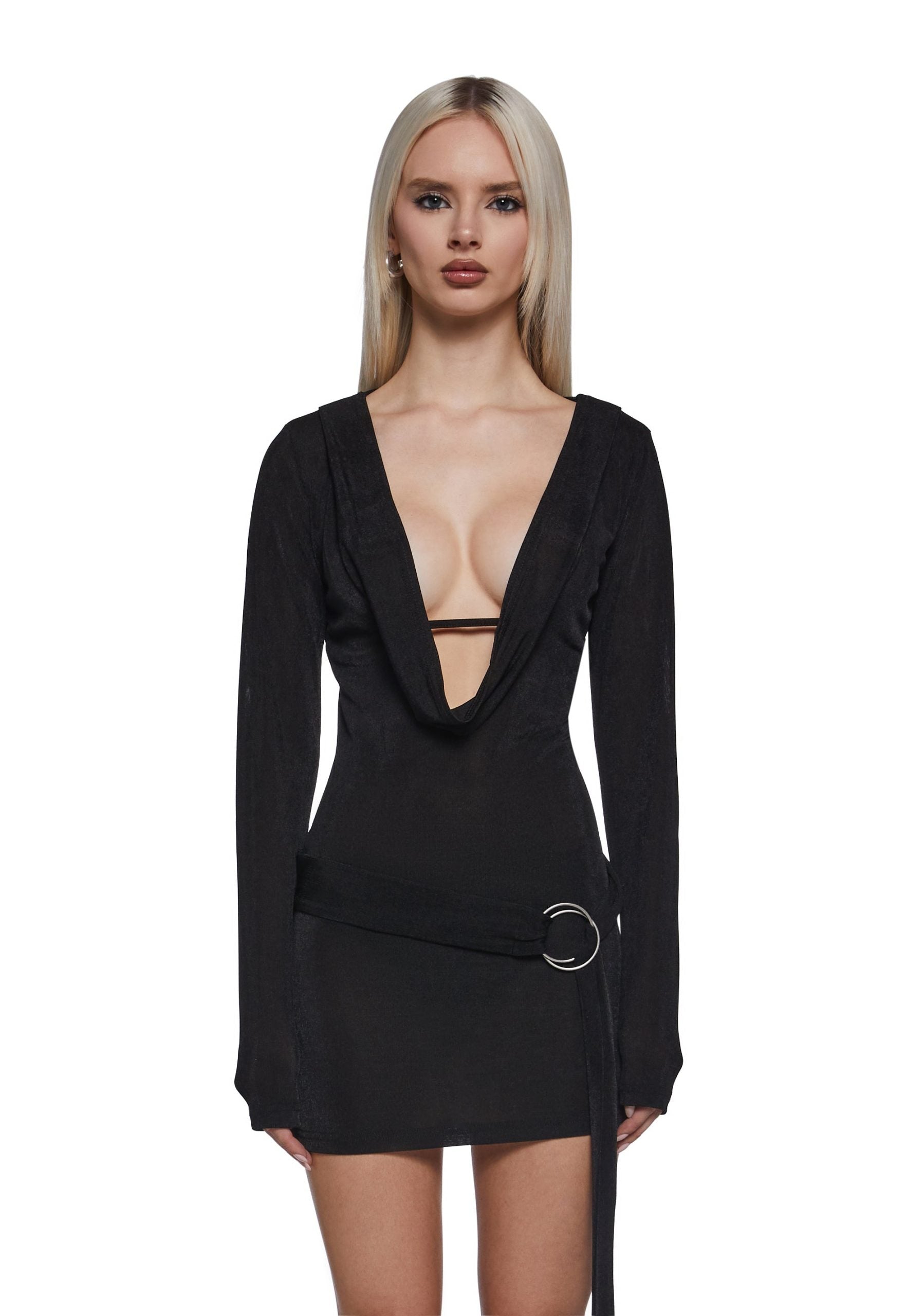 Legendary Night Deep Cowl Neck Dress