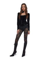 Crushed Velvet Jacket With Lace Back