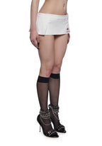 Born To Ride Pleated Ultra Mini Skirt – White