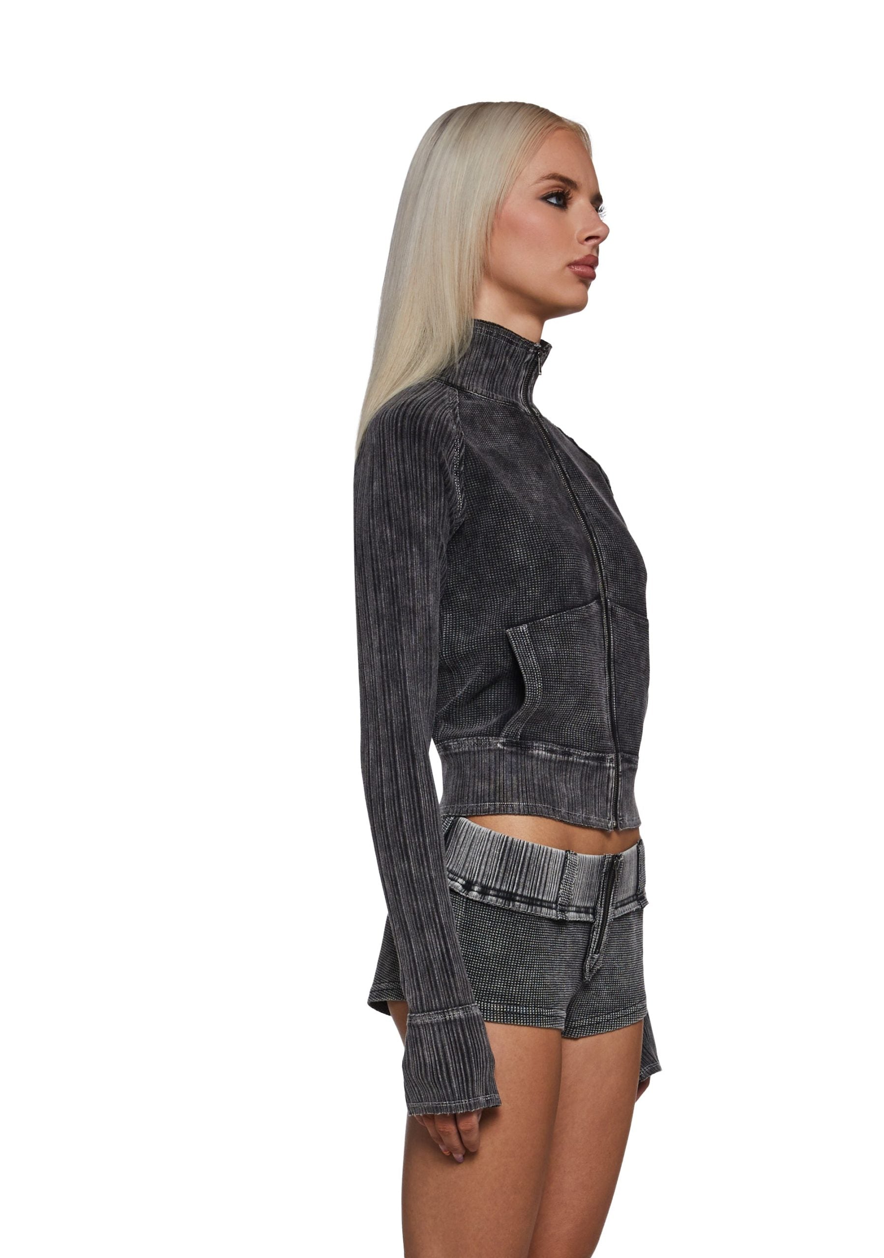 Ego Ribbed Knit Zip Up