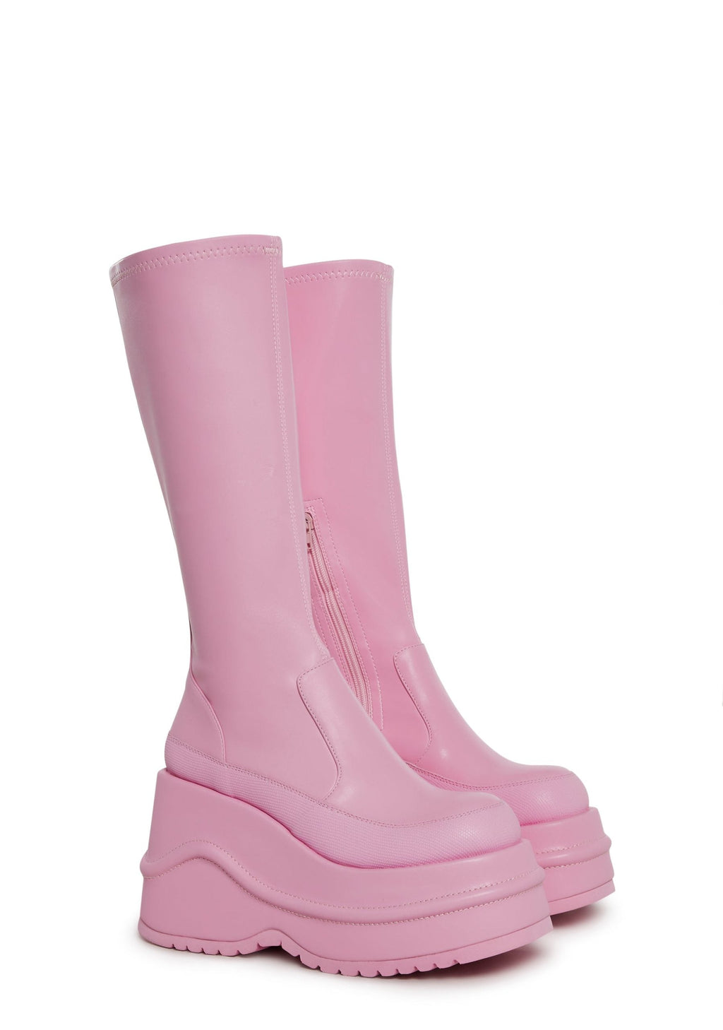 New Fans Wedge Stretch Boots – Pink