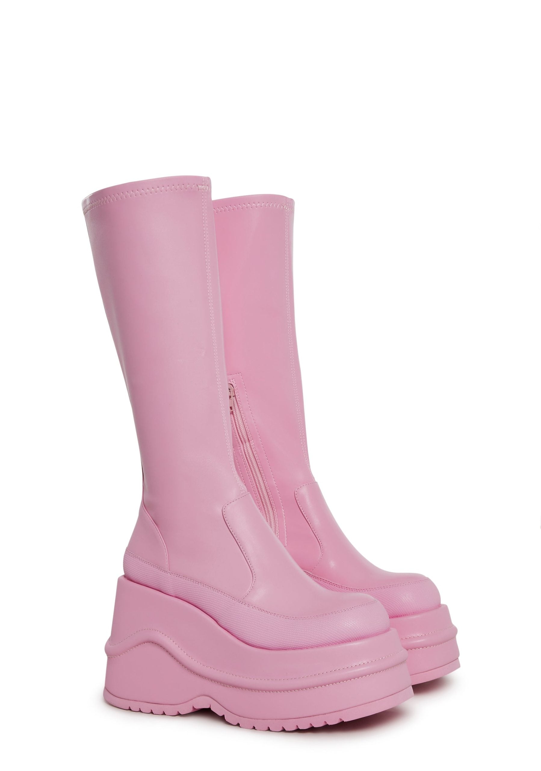 New Fans Wedge Stretch Boots – Pink