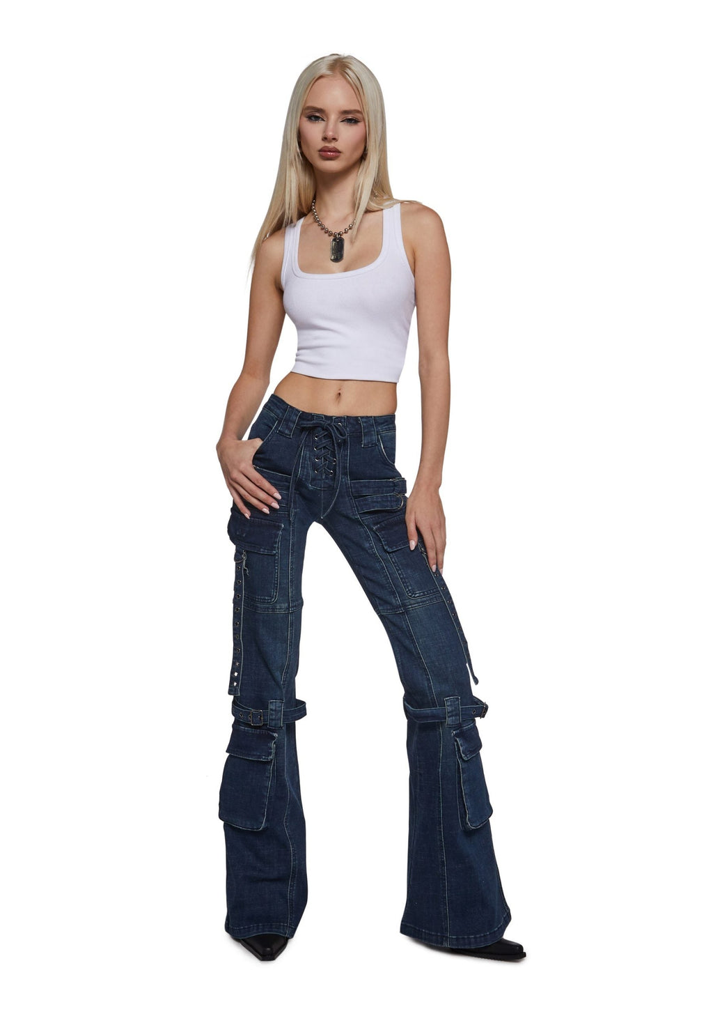 Level Up Cargo Fitted Jeans – Blue